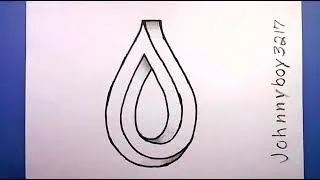 how to draw the Impossible Raindrop Teardrop 💦 3d Optical Illusion Shape Waterfall Water Droplet