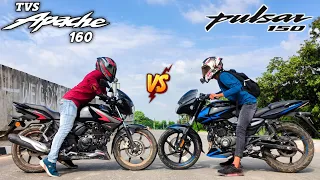 TVS Apache RTR 160 2V Bs7 2023 Vs Bajaj Pulsar 150 Bs6 Drag Race 🔥 || Ye tho hona he thaa 🙄