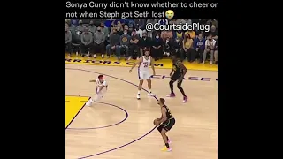 Sonya Curry didn't know whether to cheer or not when Steph got Seth lost😅 | #short #NBA #USA