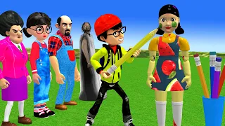 Scary Teacher 3D vs Squid Game Draw Dress Fruits Nice and Error 5 Times Challenge Granny Winning