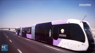 China's trackless smart bus starts trial run in Qatar