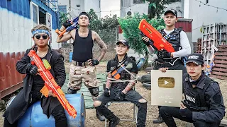 LTT Game Nerf War : Warriors SEAL X Nerf Guns SQUAD Fight Rocket Crazy Gold Button Thief