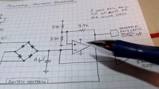 #104: Circuit tutorial: sawtooth generator w/ current sources, diode switches, hysteresis comparator