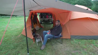 Car CAMPING in RAIN - Huge Tent