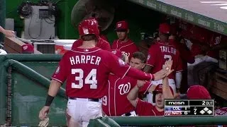COL@WSH: Harper crosses the plate on a double play
