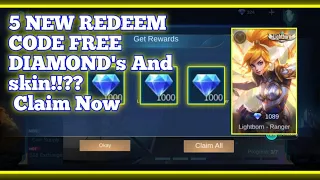 5 New REDEEM CODE FREE DIAMOND's And skin Claim Now IN MOBILE LEGENDS