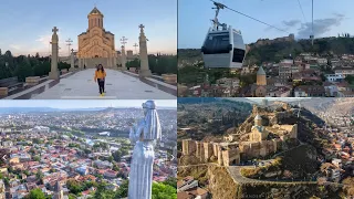 Holy trinity church old Tbilisi / Aerial tram experience / Mother of Georgia /narikala fortress