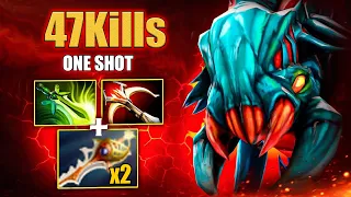 Weaver 47 Kills INSANE One-Shot Build with 2x Divine Rapiers + Daedalus | Dota 2