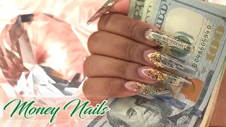 Acrylic Nails Tutorial - How To Encapsulated Money Nails with Nail Forms