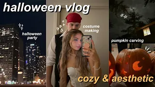 halloween vlog 🍂🎃👻 pumpkin carving, costume making, & halloween party