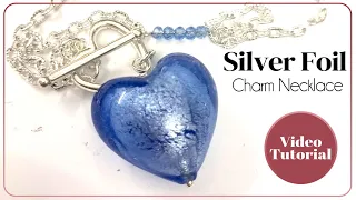 Silver Foil Heart Charm Necklace