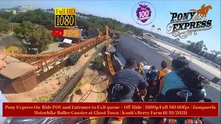 Pony Express On-Ride and Queue POV 1080p 60fps | Motorbike Roller Coaster | Knott's Berry Farm 2021