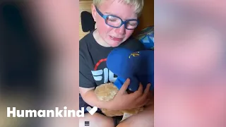 Boy sobs at sound of grandpa's voice in teddy bear | Humankind