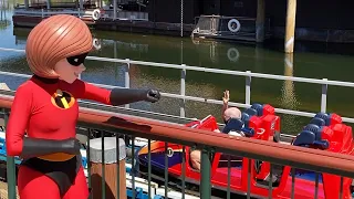 Mrs. Incredible Interacts with Incredicoaster Riders at Disney California Adventure on Reopening Day