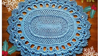 Овальный ковер из шнура 3 ряд Oval crochet rug for beginners row 3