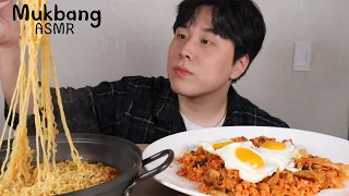 ASMR MUKBANG 직접 만든 김치볶음밥 라면 먹방 ASMR HOME MADE KIMCHI FRIED RICE RAMYEON MUKBANG EATING SOUND