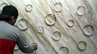 Marble Wall Motif And Water Bubbles !!  Marble wall and water bubble motif