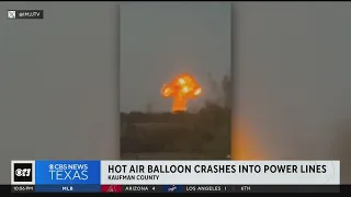 Helium balloon catches fire after crashing into power lines in Kaufman County