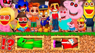 JJ and Mikey buried From NEXTBOT and Scary Peppa Pig family EXE and PAW PATROL EXE Minecraft Maizen