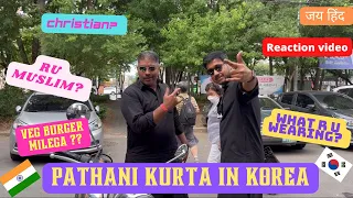 Wearing🇮🇳Kurta in Korea🇰🇷| PATHANI KURTA | finding veg burger | Reaction video