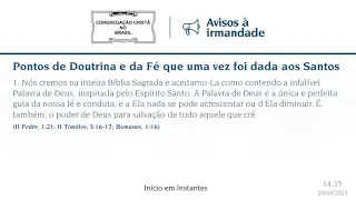 Culto Online CCB 29/09 2021 - 15:00