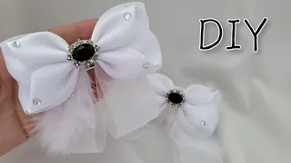 СНОВА в ШКОЛУ 🎉🎉🎉 Белые и пушистые БАНТИКИ ✨️DIY HAIR BOWS