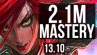 KATARINA vs ZED (MID) | 9 solo kills, 2.1M mastery, Dominating | TR Diamond | 13.10