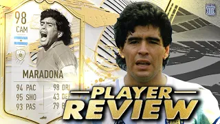 OMG! HE'S BRILLIANT!!😍 98 SBC PRIME ICON MOMENTS DIEGO MARADONA PLAYER REVIEW! FIFA 21 Ultimate Team