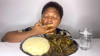 ASMR NATIVE VEGETABLE SOUP AND FUFU MUKBANG || AFRICAN FOOD EATING SHOW || Eat with Ify