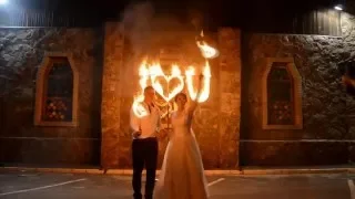 Инсталляция "I love U" и холодные фонтаны. Горящие сердца, фаер-шоу на свадьбу. Театр огня INDIGO