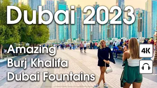 Dubai 🇦🇪 Amazing Burj Khalifa, Dubai Fountains [ 4K ] Walking Tour