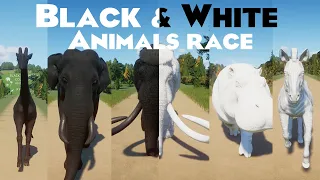White and Black Colored Animals Races in Planet Zoo | Indian Elephant, White Rhino, Giraffe, Lion