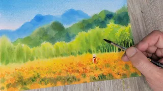 水彩渲染風景畫landscape painting for beginners