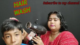 Asmr Relaxing shampoo and hair wash with Brushi ng