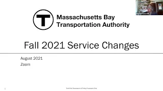 Fall Service Changes Virtual Public Meeting - August 5, 2021