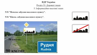 Розділ 33 ПДР. Дорожні знаки (5-2). Інформаційно вказівні знаки