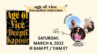 AGE OF VICE author interview with Deepti Kapoor | February 2023 BOTM