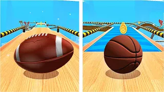 Rugby Ball vs Basketball Ball, Who is faster? Going Balls - Speedrun Gameplay Level 209
