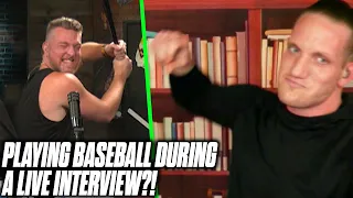 Pat McAfee & AJ Hawk Play Baseball In The Middle Of A Live Interview?!