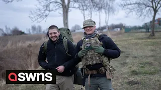 Two ex British soldiers prepare to cross the border to Ukraine from Medyka, Poland | SWNS