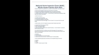 National Home Inspector Exam NHIE Whole House Practice Quiz 2023