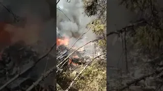 упавший самолет ИЛ 112, в Кубинке, после падения.