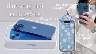 🦋2021 iPhone 13 Mini Unboxing (perfect phone size, so aesthetic) - accessories, setup, camera ☁️