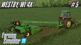 Cutting hay for our new cows on Westby WI 4X - EP5 - Farming Simulator 22