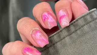 Nude/Pink Marble Nails - Gel Polish, No Blooming Gel - Dip Powder