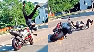 TRUCK FLEW OVER RIDER'S HEAD - Epic Motorcycle Moments - Ep.355