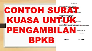 contoh surat kuasa untuk pengambilan BPKB