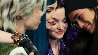 Sofia Carson as Evie with behind the scenes of Descendants