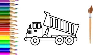 menggambar mewarnai dump truk mudah untuk anak TK PAUD Balita | drawing and coloring truckdump easy