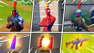 ALL BOSSES and MYTHICS in Fortnite Chapter 3! (Spiderman, Foundation, and Web Shooters)